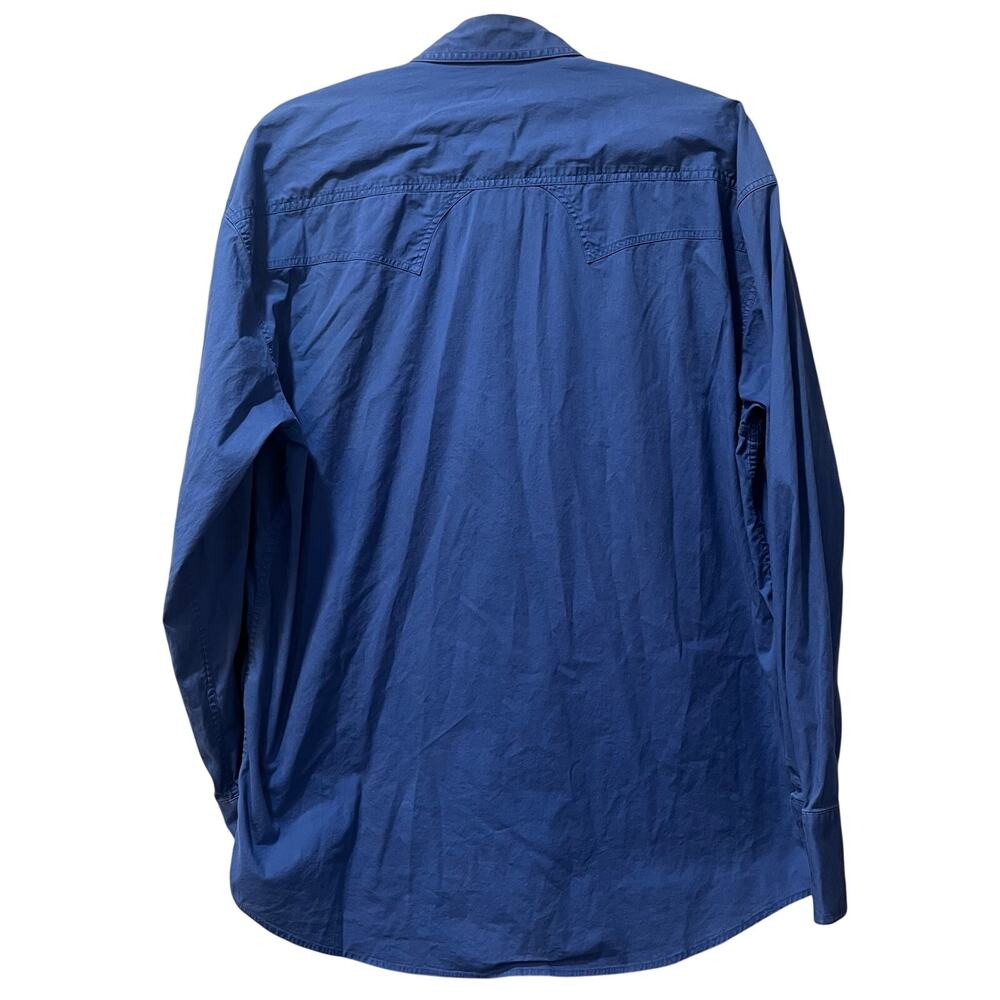 Roper Men's Long Sleeve Pearl Snap Western Shirt Solid Blue Large - Picture 2 of 8